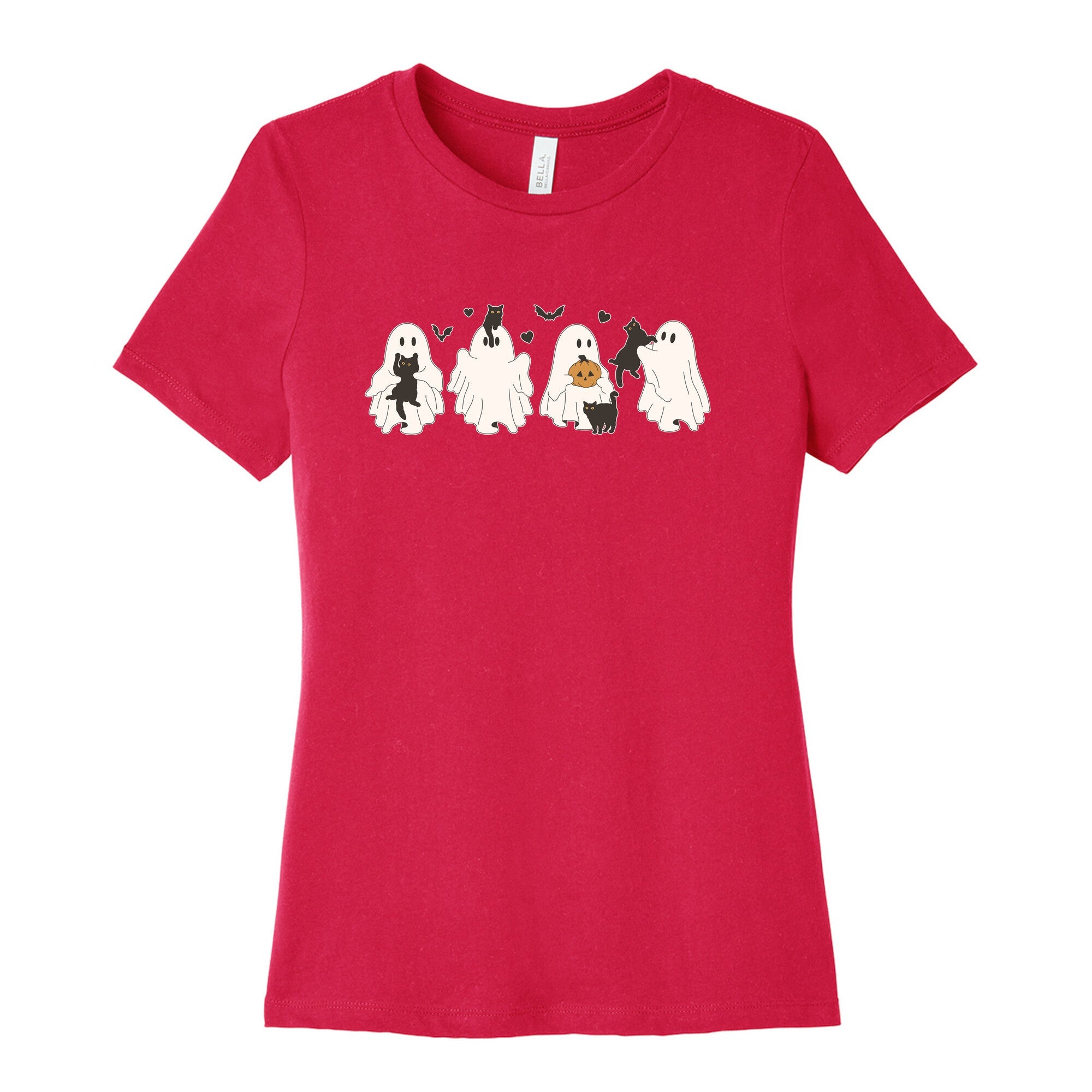 Cute Ghost Cats Womens Cotton Tee