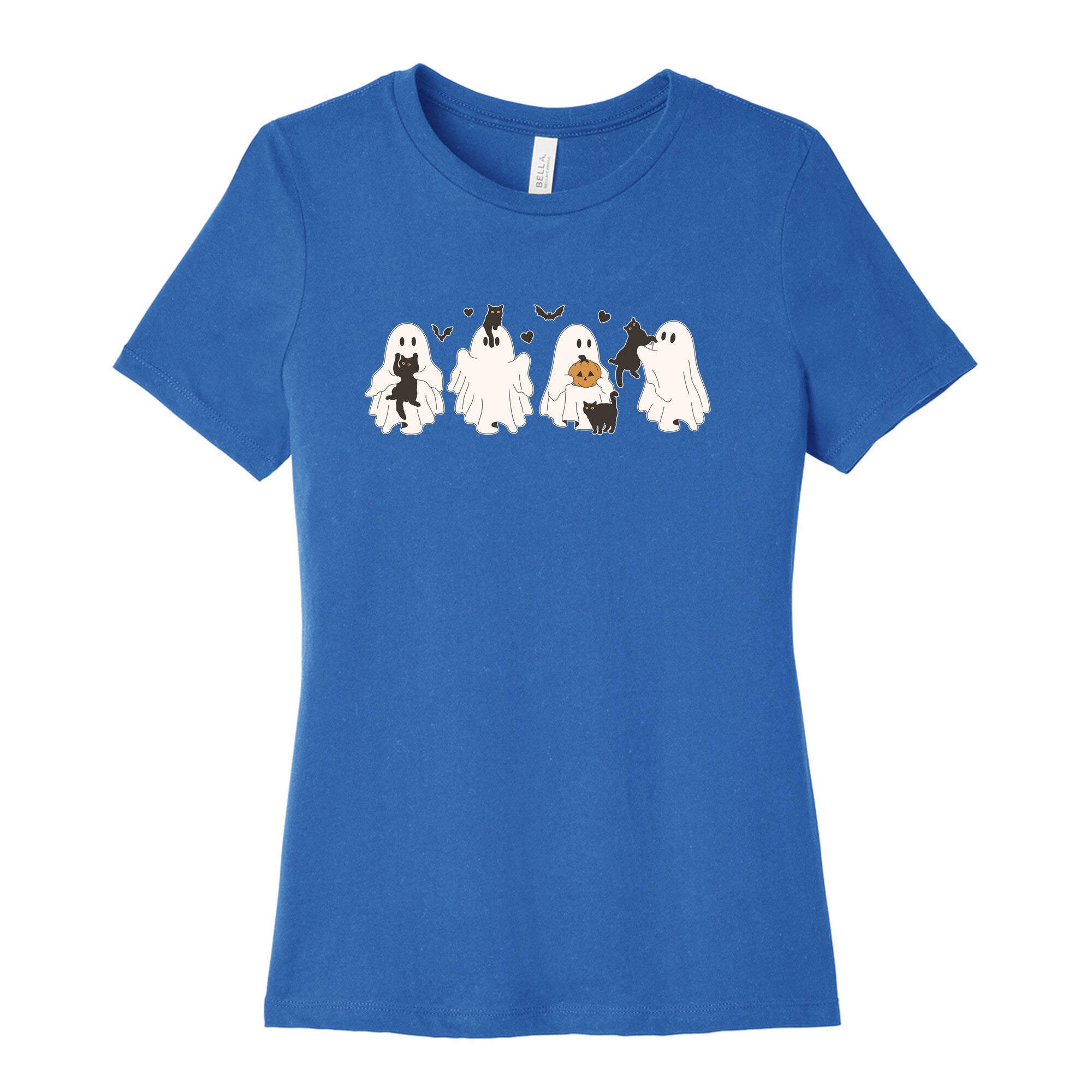 Cute Ghost Cats Womens Cotton Tee