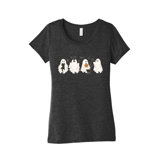 Cute Ghost Cats Womens Triblend Tee