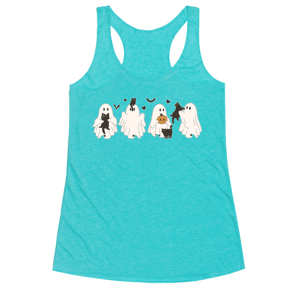 Cute Ghost Cats Racerback Tank
