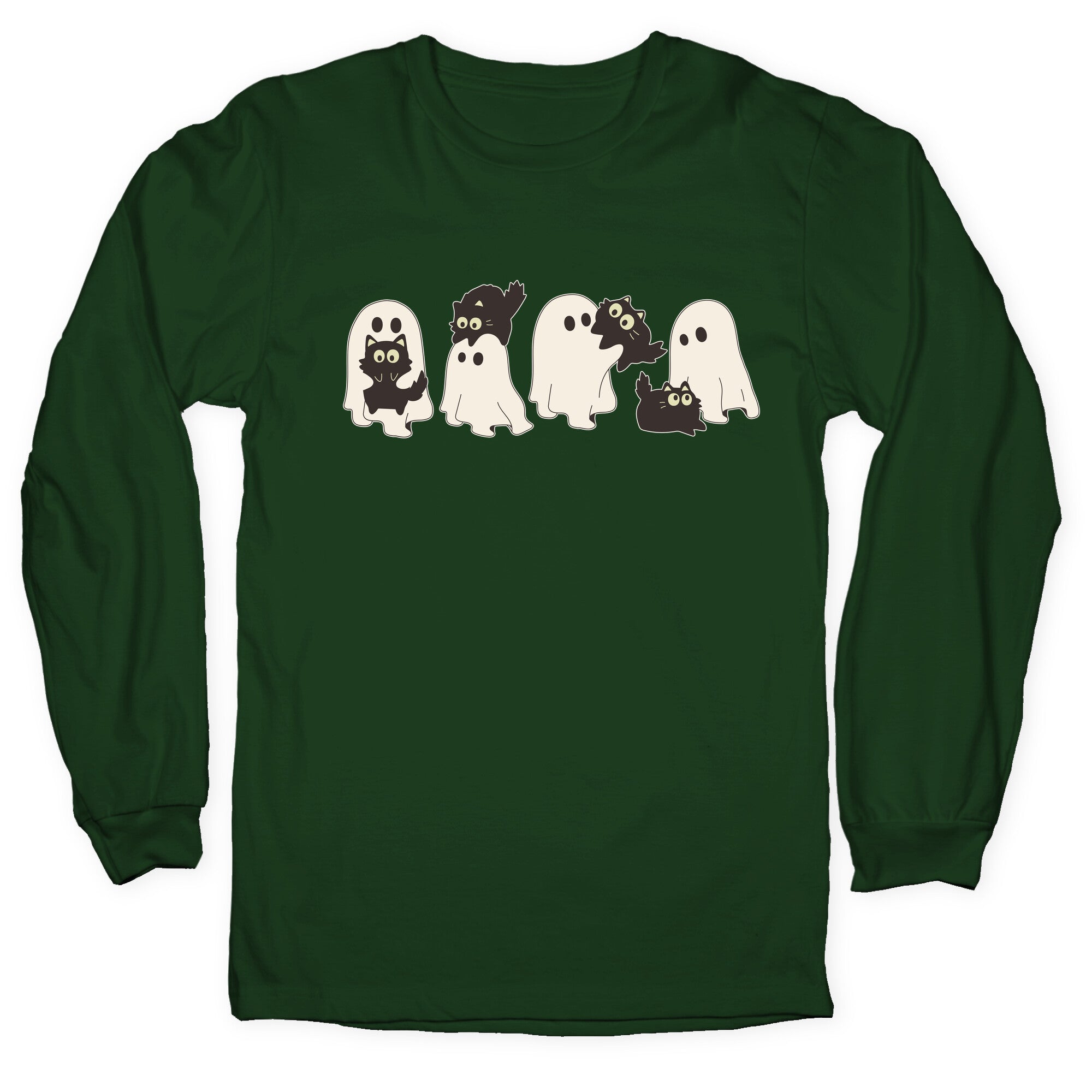 Cute Ghost Cats Longsleeve Tee