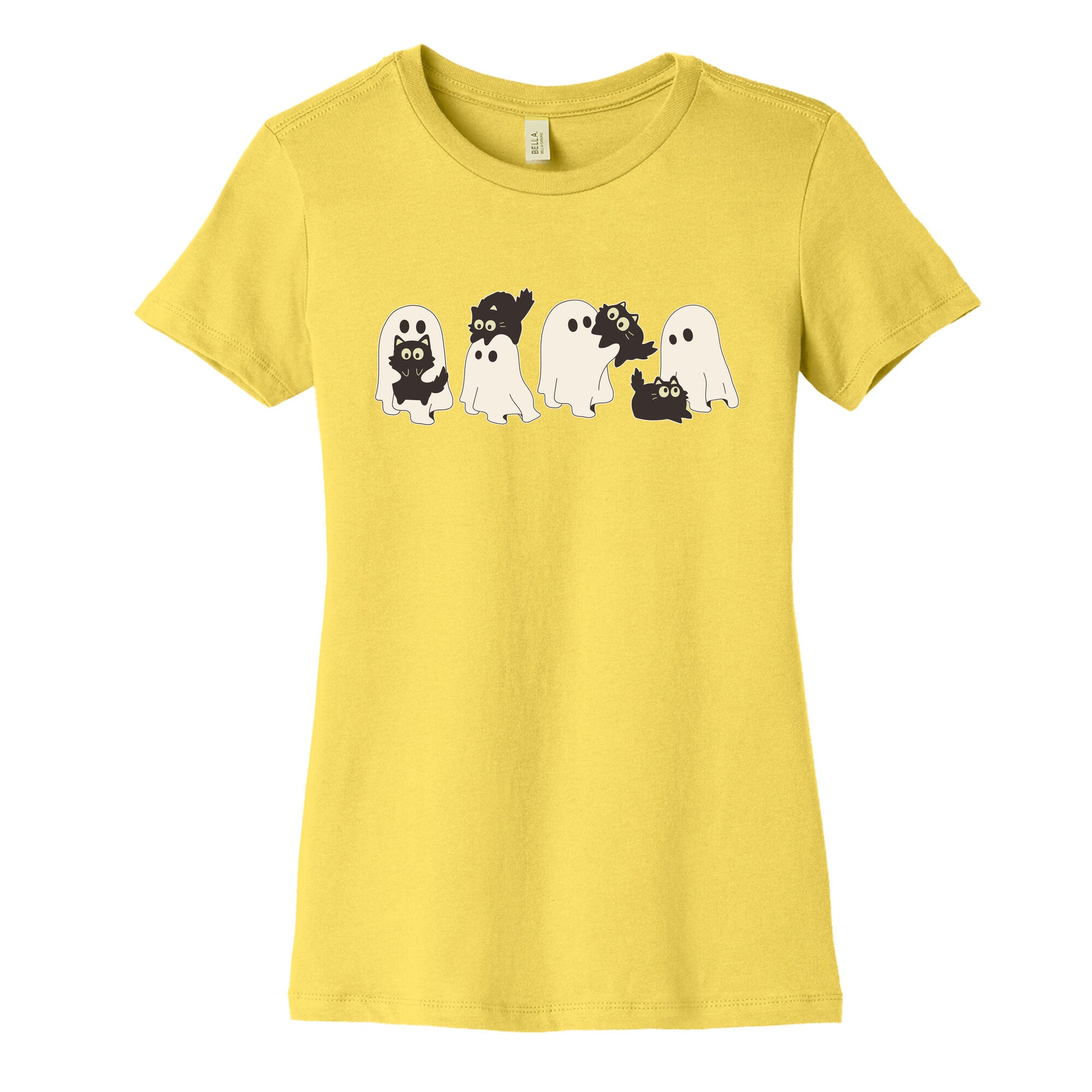 Cute Ghost Cats Womens Cotton Tee
