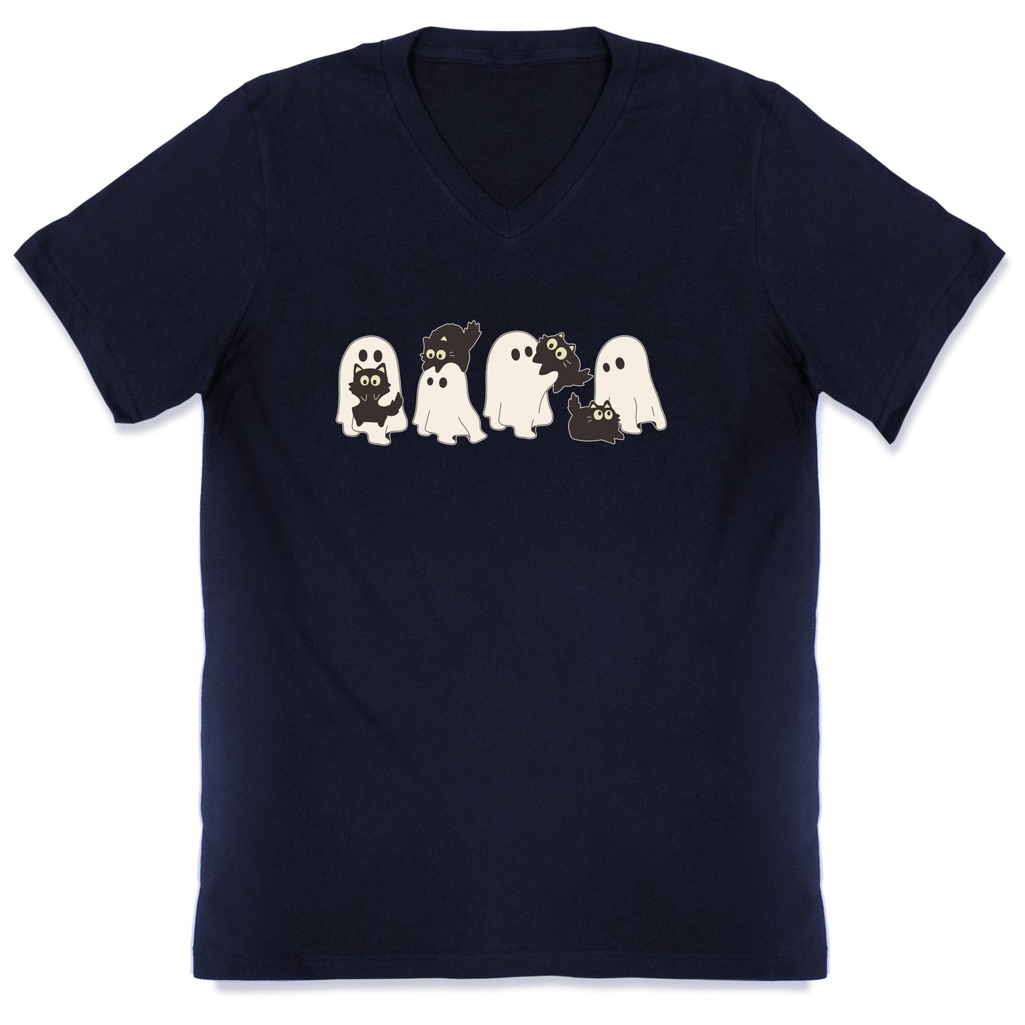 Cute Ghost Cats V-Neck