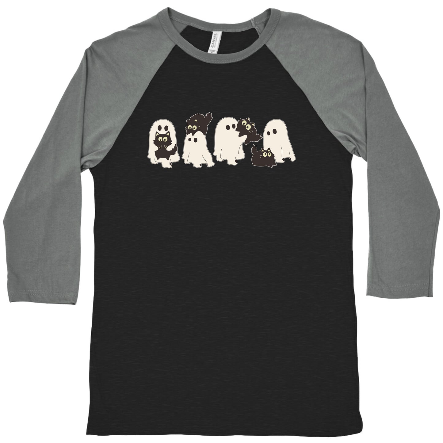 Cute Ghost Cats Baseball Tee