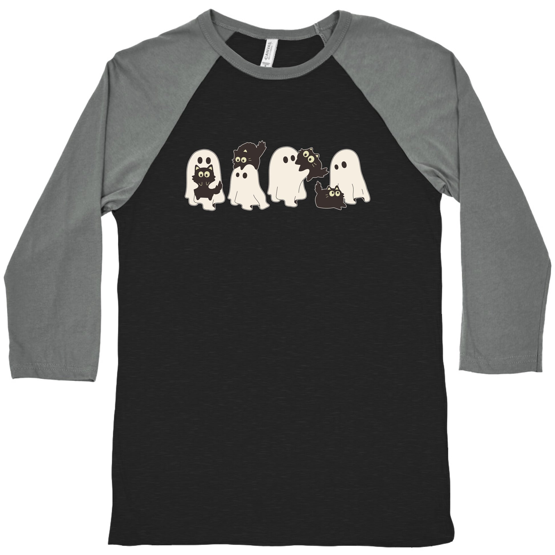 Cute Ghost Cats Baseball Tee