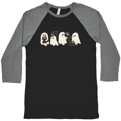 Cute Ghost Cats Baseball Tee