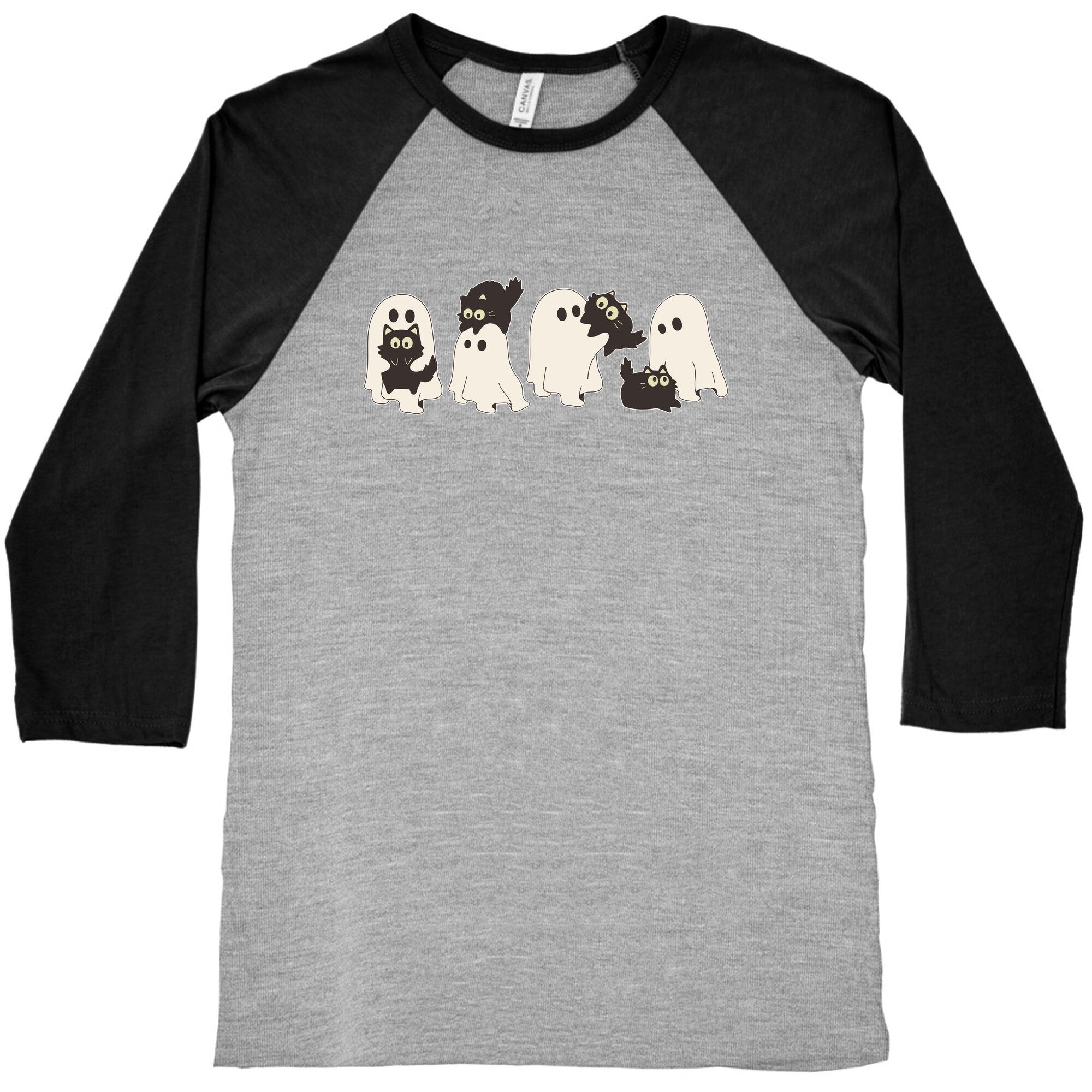 Cute Ghost Cats Baseball Tee