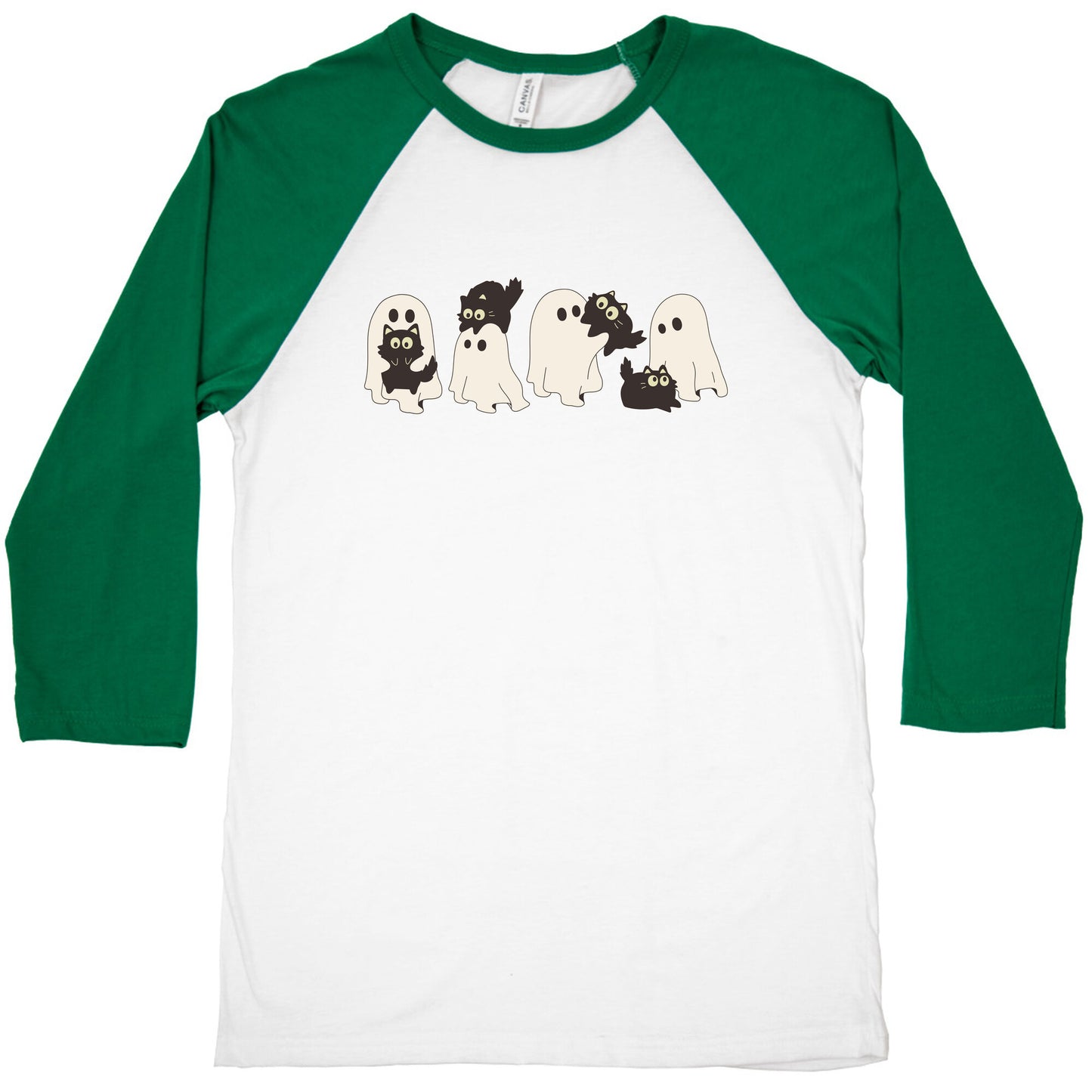 Cute Ghost Cats Baseball Tee