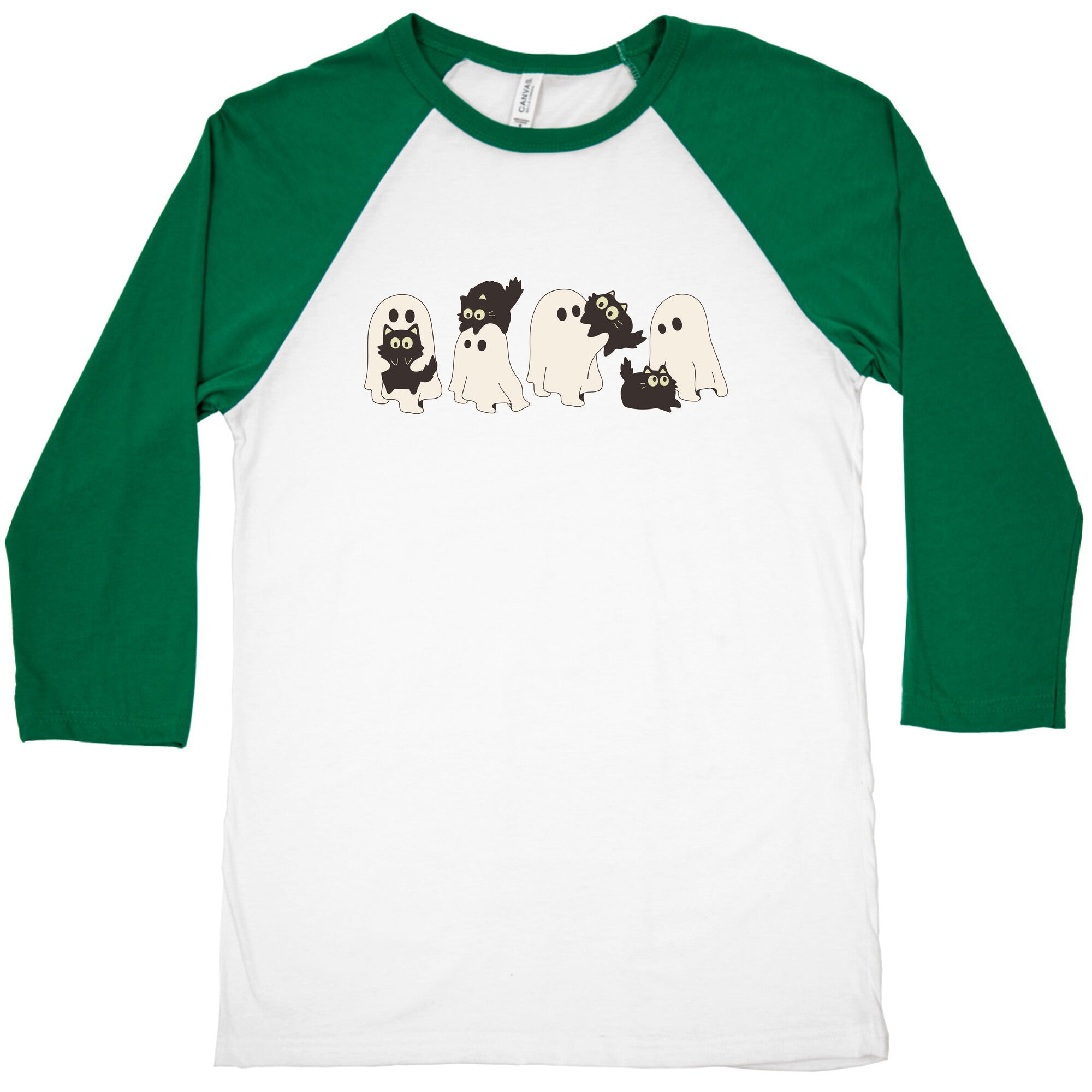 Cute Ghost Cats Baseball Tee