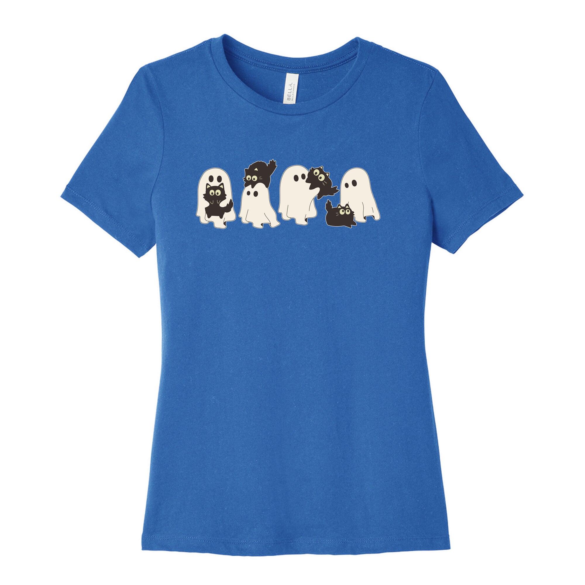 Cute Ghost Cats Womens Cotton Tee