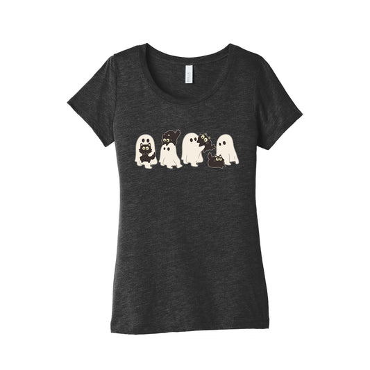 Cute Ghost Cats Womens Triblend Tee