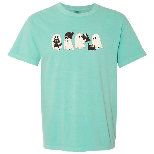 Cute Ghost Cats Unisex Heavy Cotton Tee