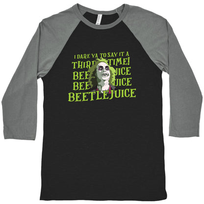 Beetlejuice I Dare Ya Baseball Tee