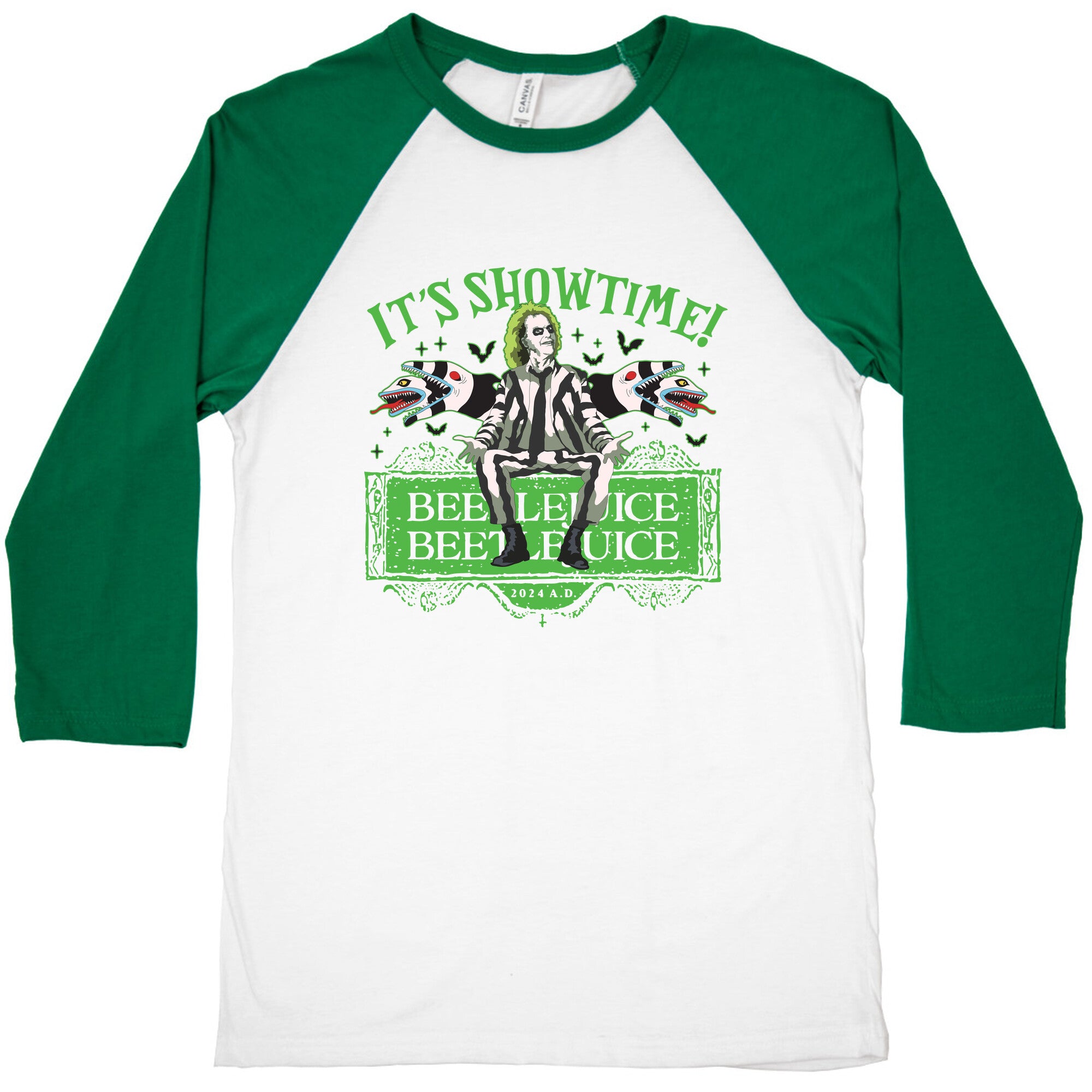 Beetlejuice Its Showtime Baseball Tee