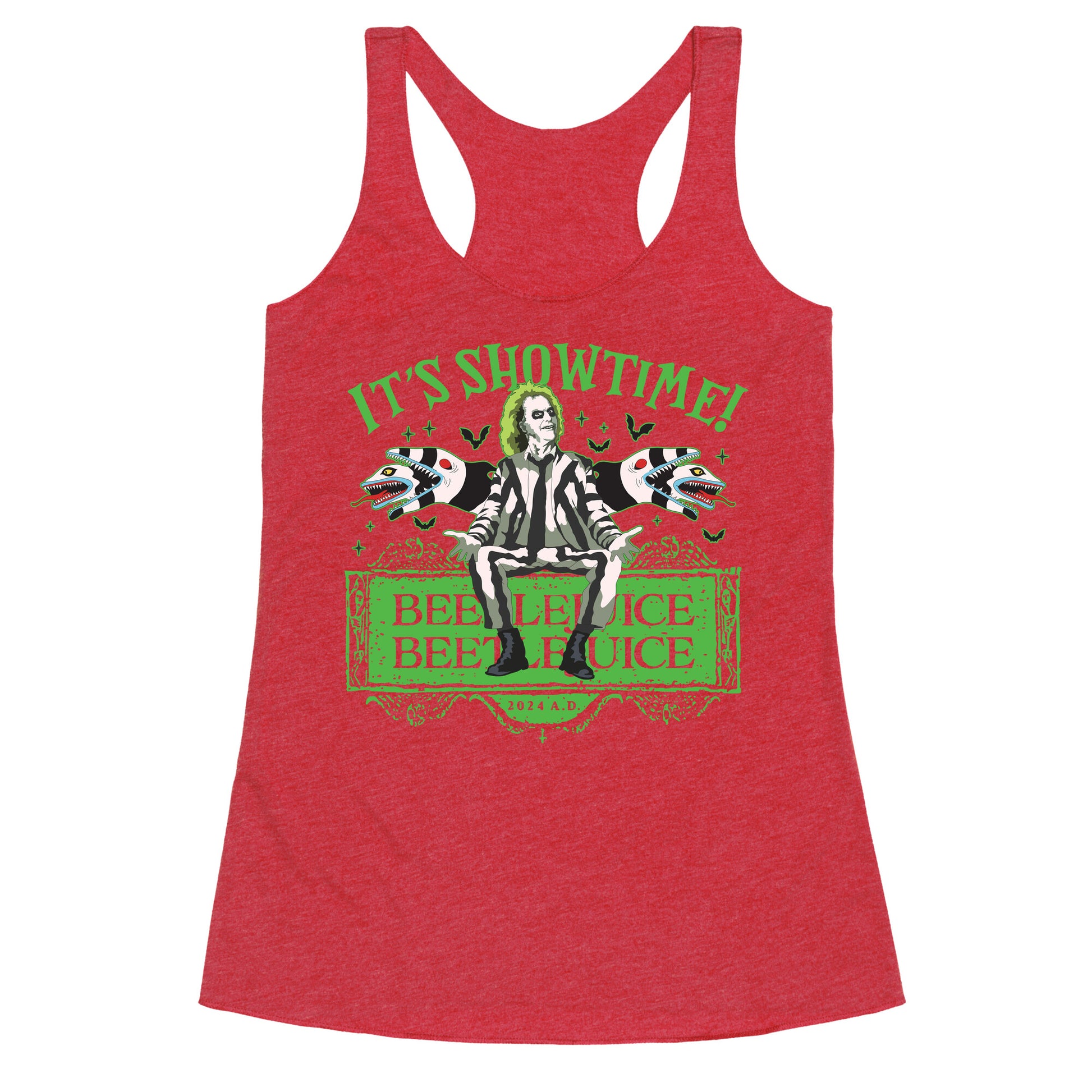 Beetlejuice Its Showtime Racerback Tank