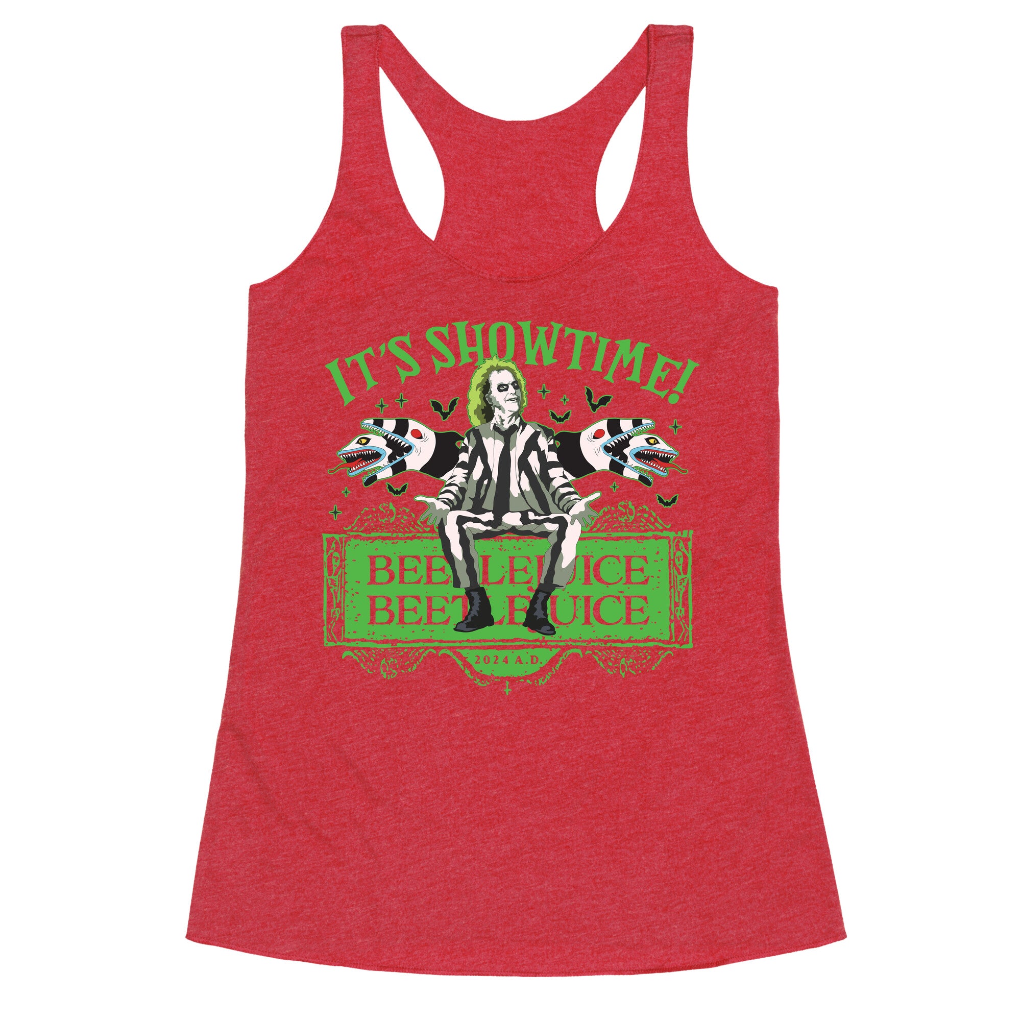 Beetlejuice Its Showtime Racerback Tank