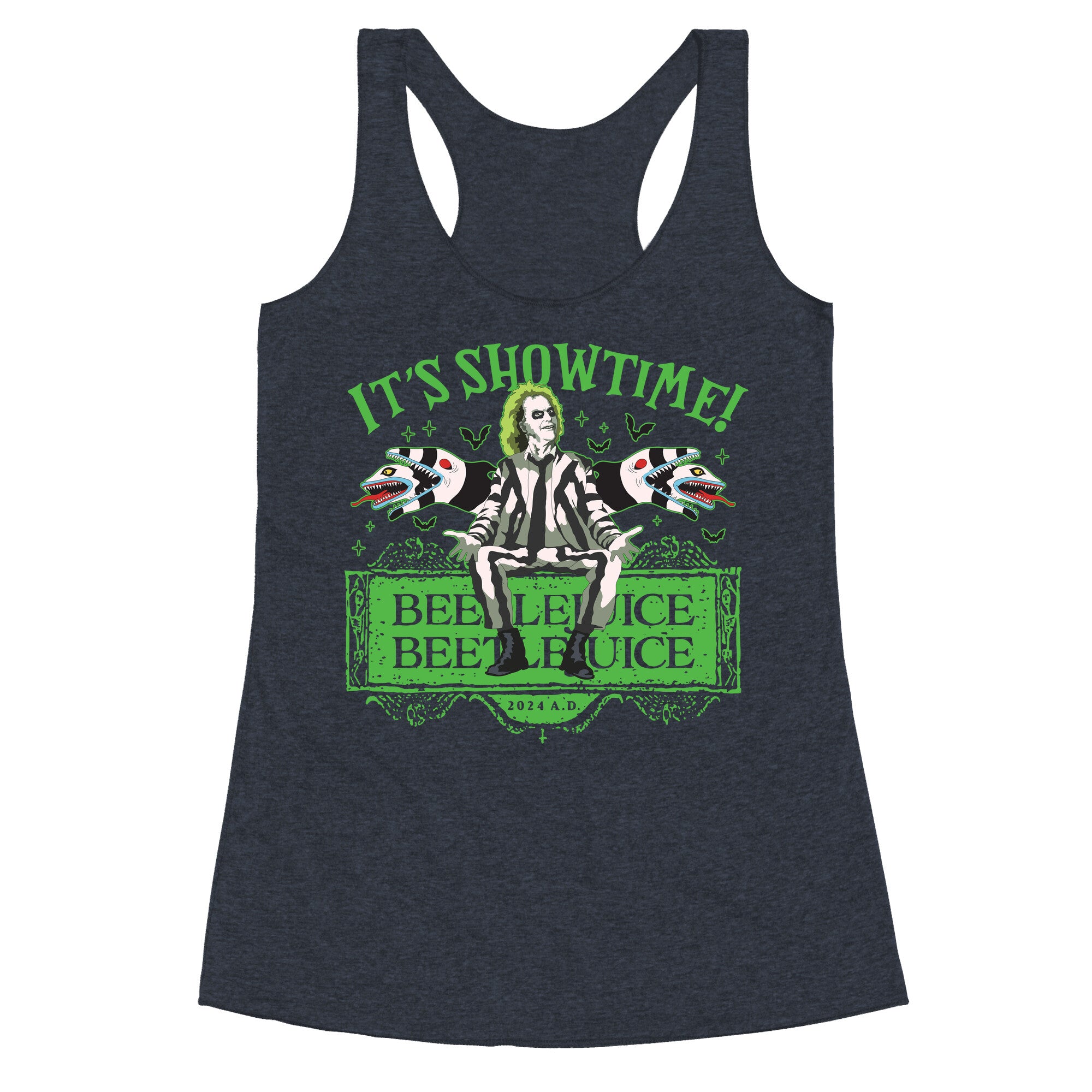 Beetlejuice Its Showtime Racerback Tank