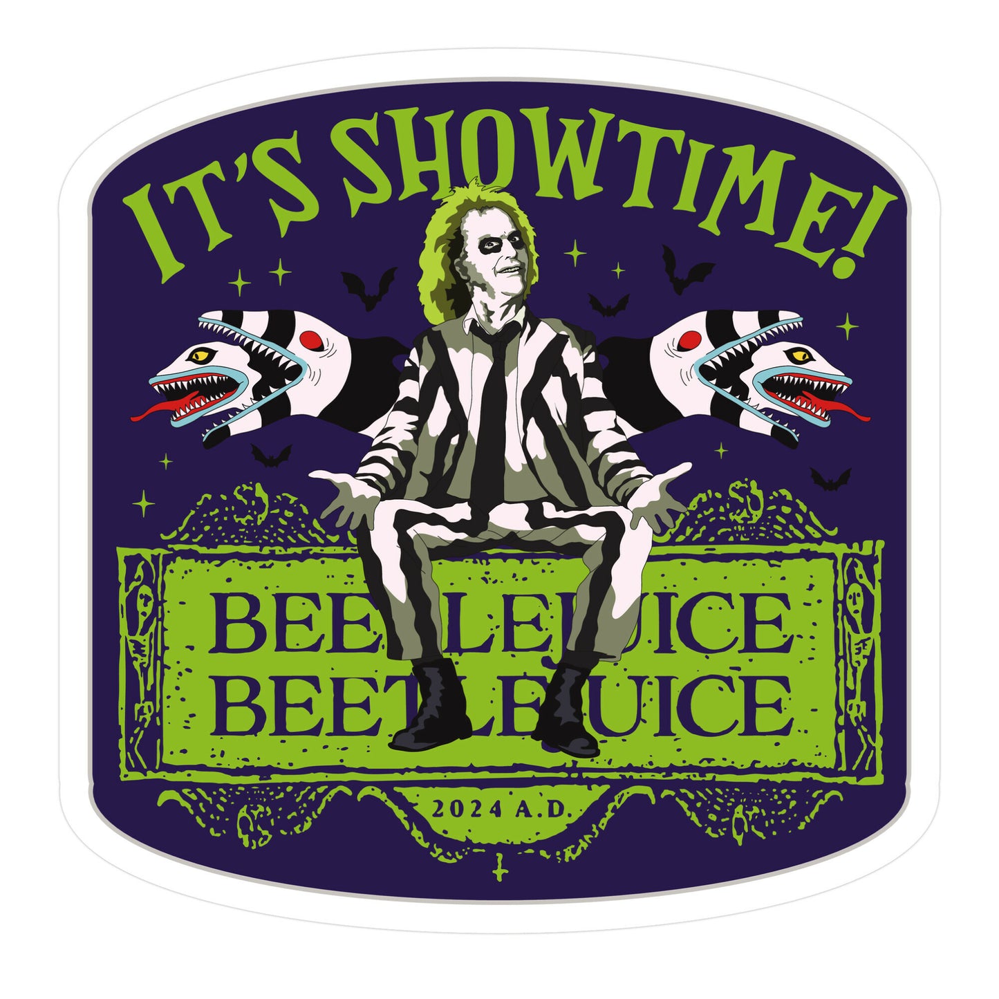 Beetlejuice Its Showtime Sticker