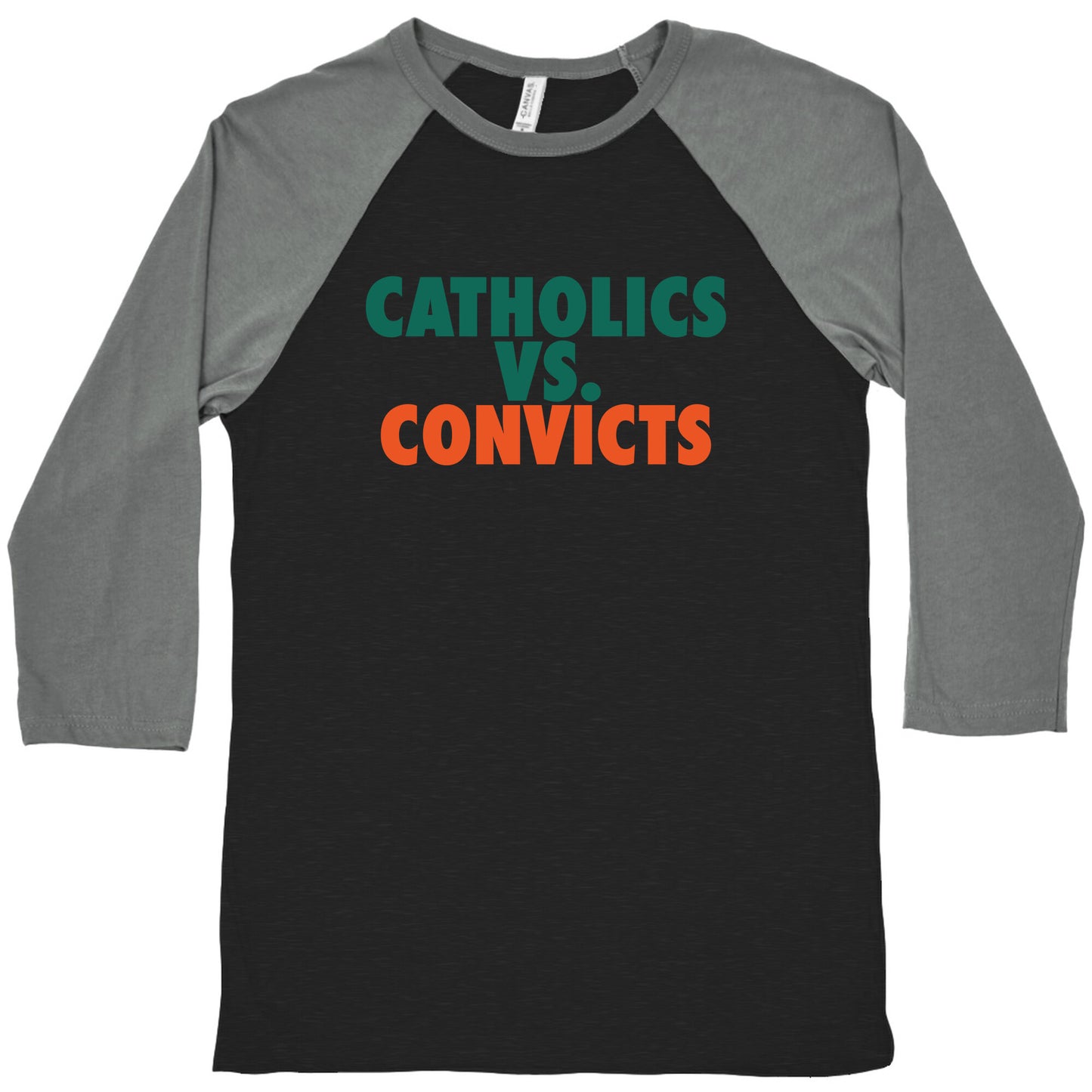 Catholics vs. Convicts Baseball Tee