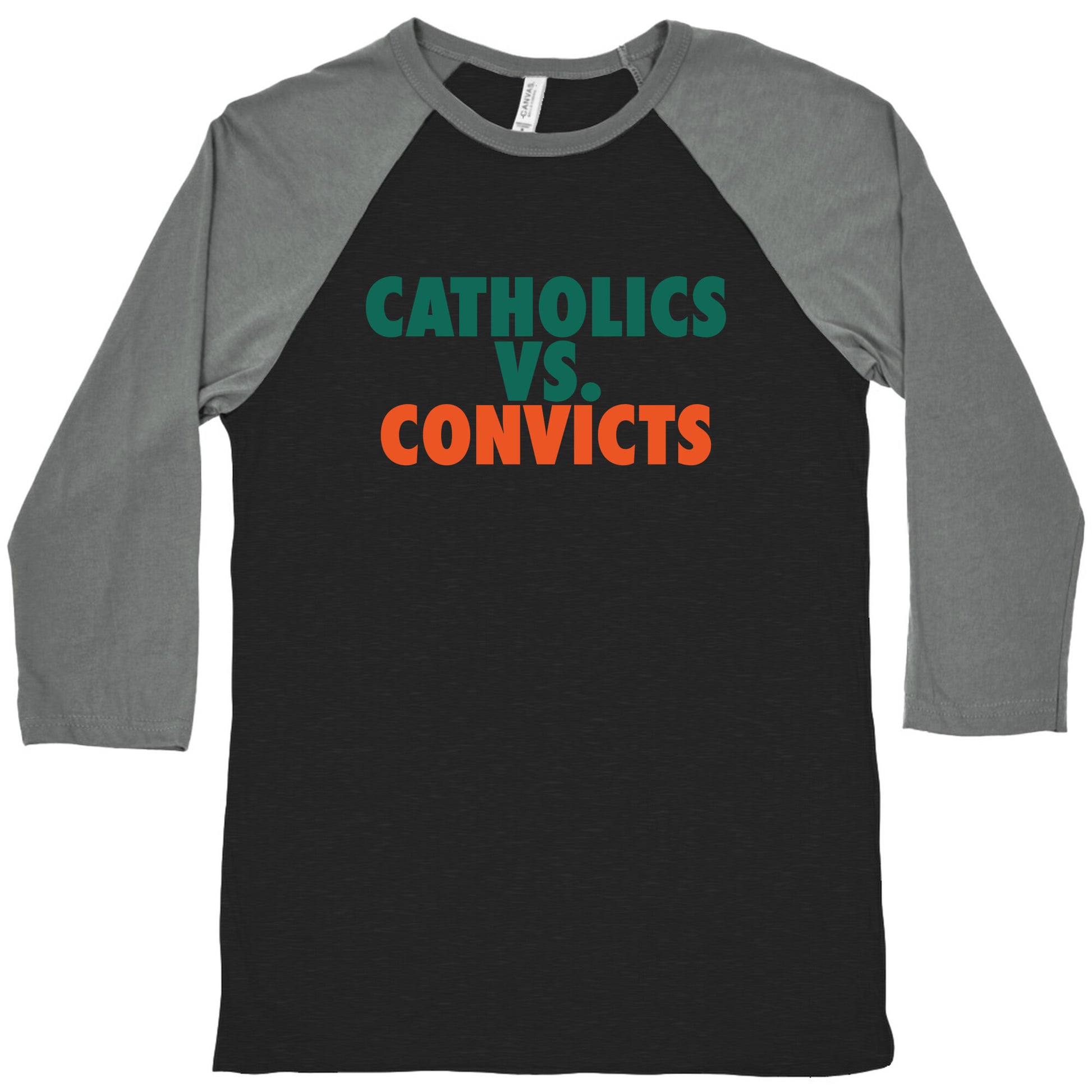 Catholics vs. Convicts Baseball Tee