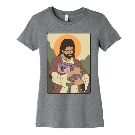 Moo Deng Jesus Womens Cotton Tee