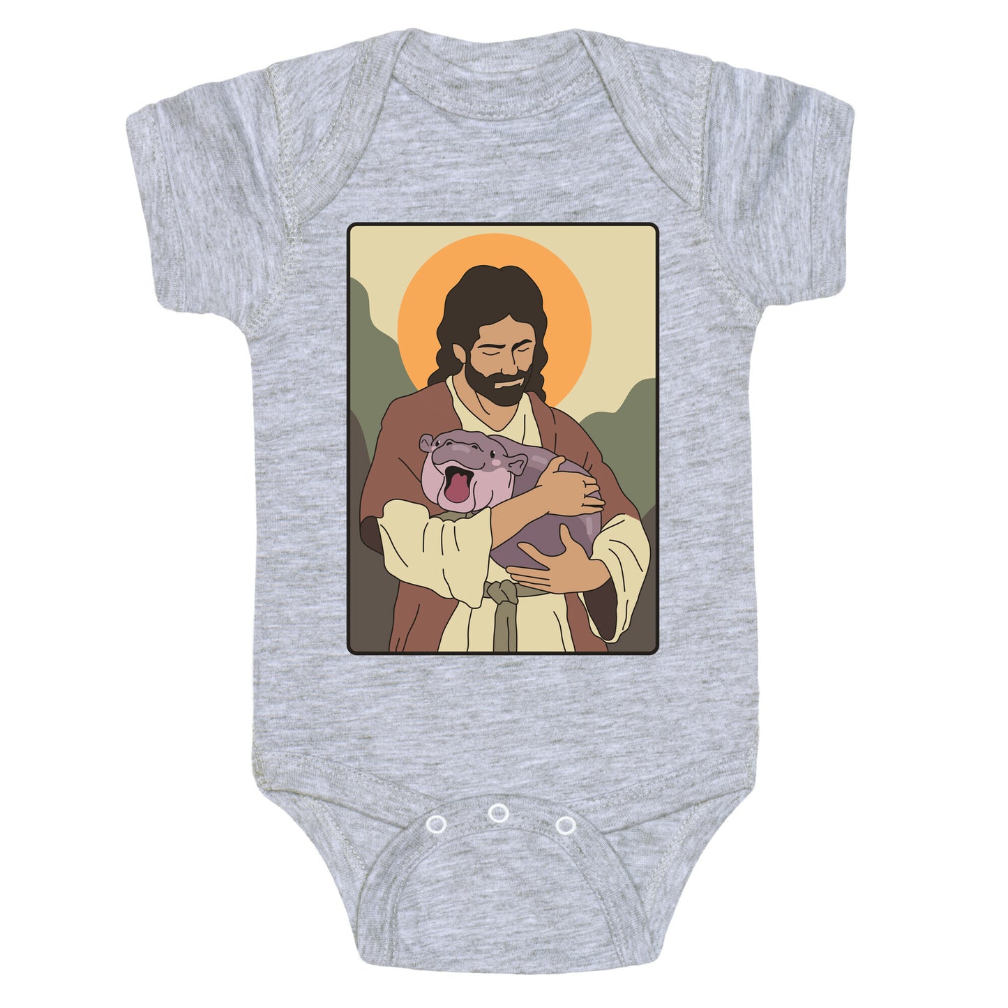 Moo Deng Jesus Baby One-Piece