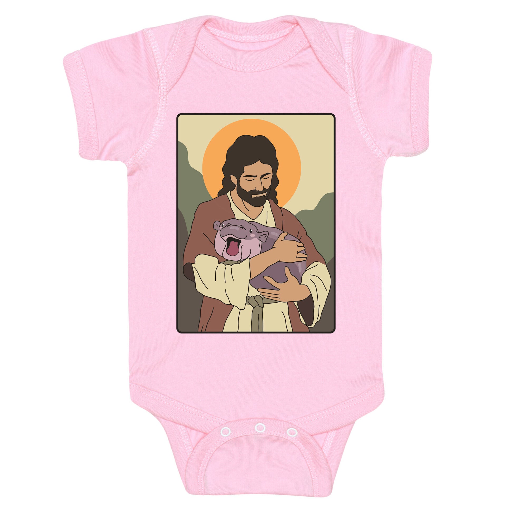 Moo Deng Jesus Baby One-Piece