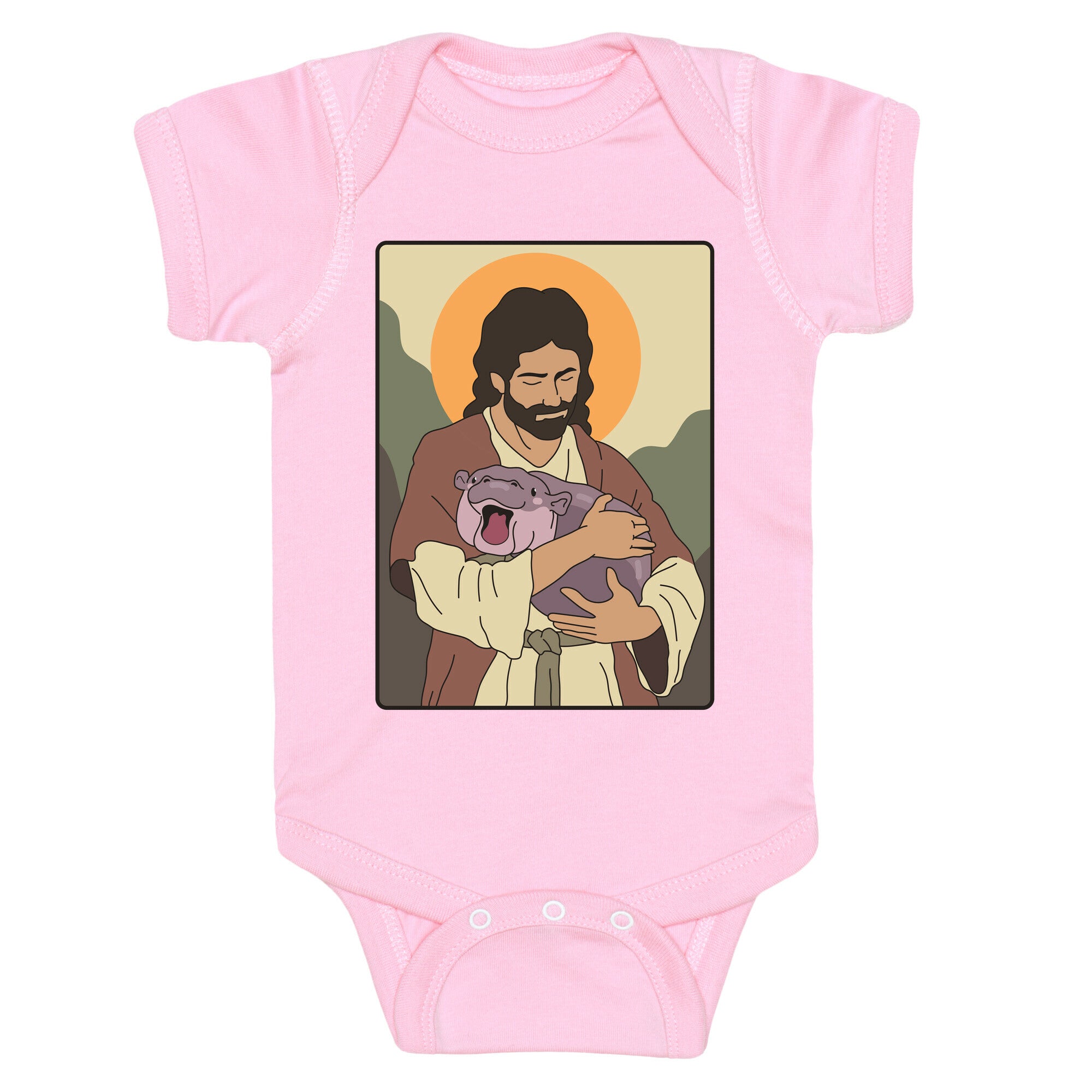 Moo Deng Jesus Baby One-Piece