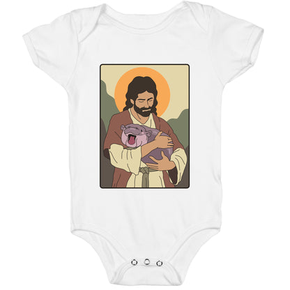 Moo Deng Jesus Baby One-Piece