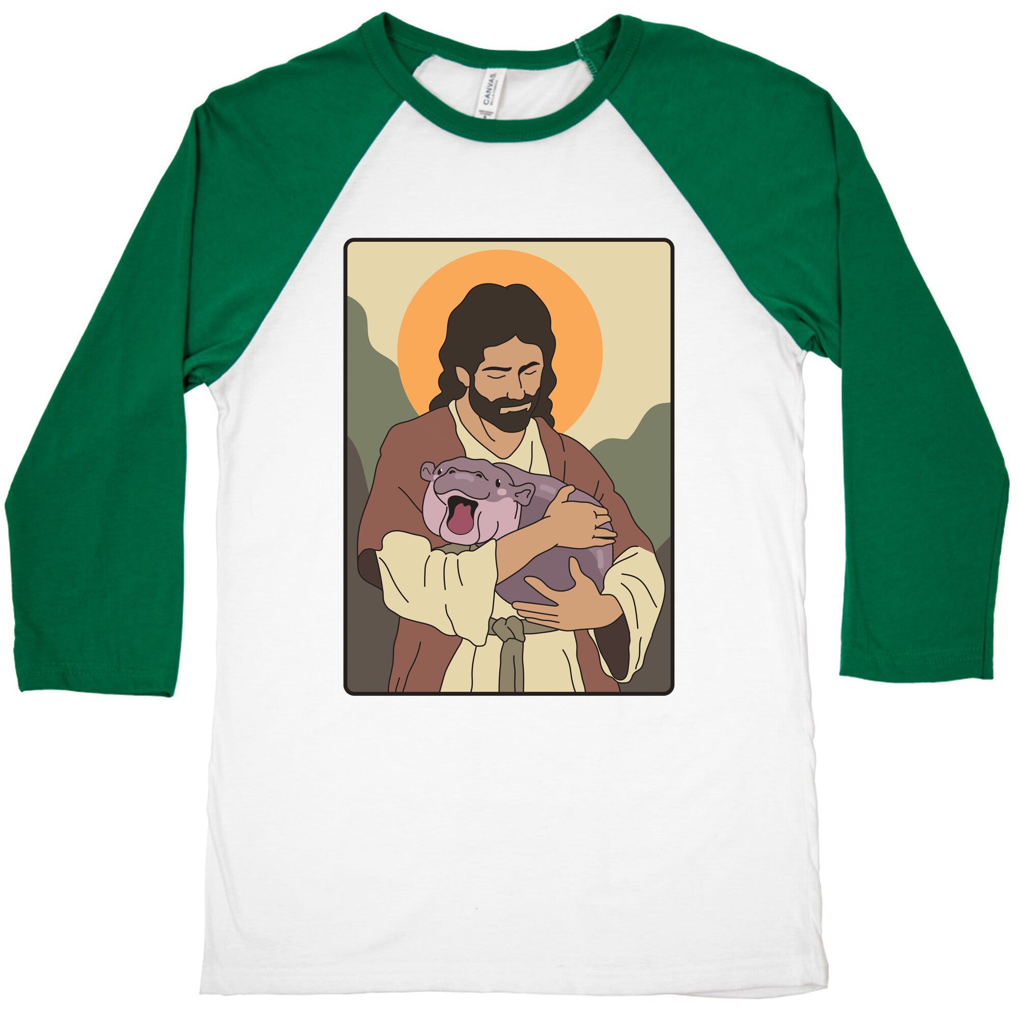 Moo Deng Jesus Baseball Tee