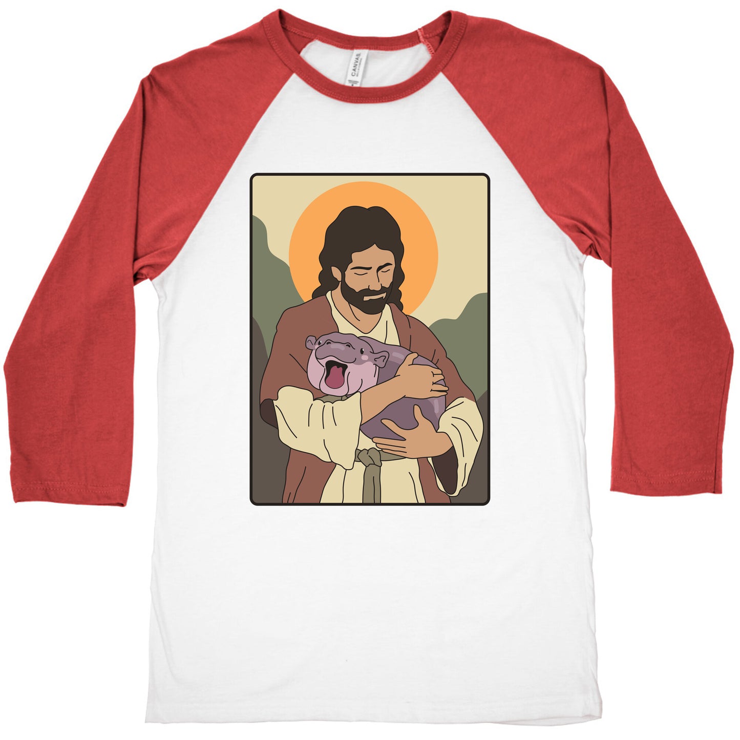 Moo Deng Jesus Baseball Tee