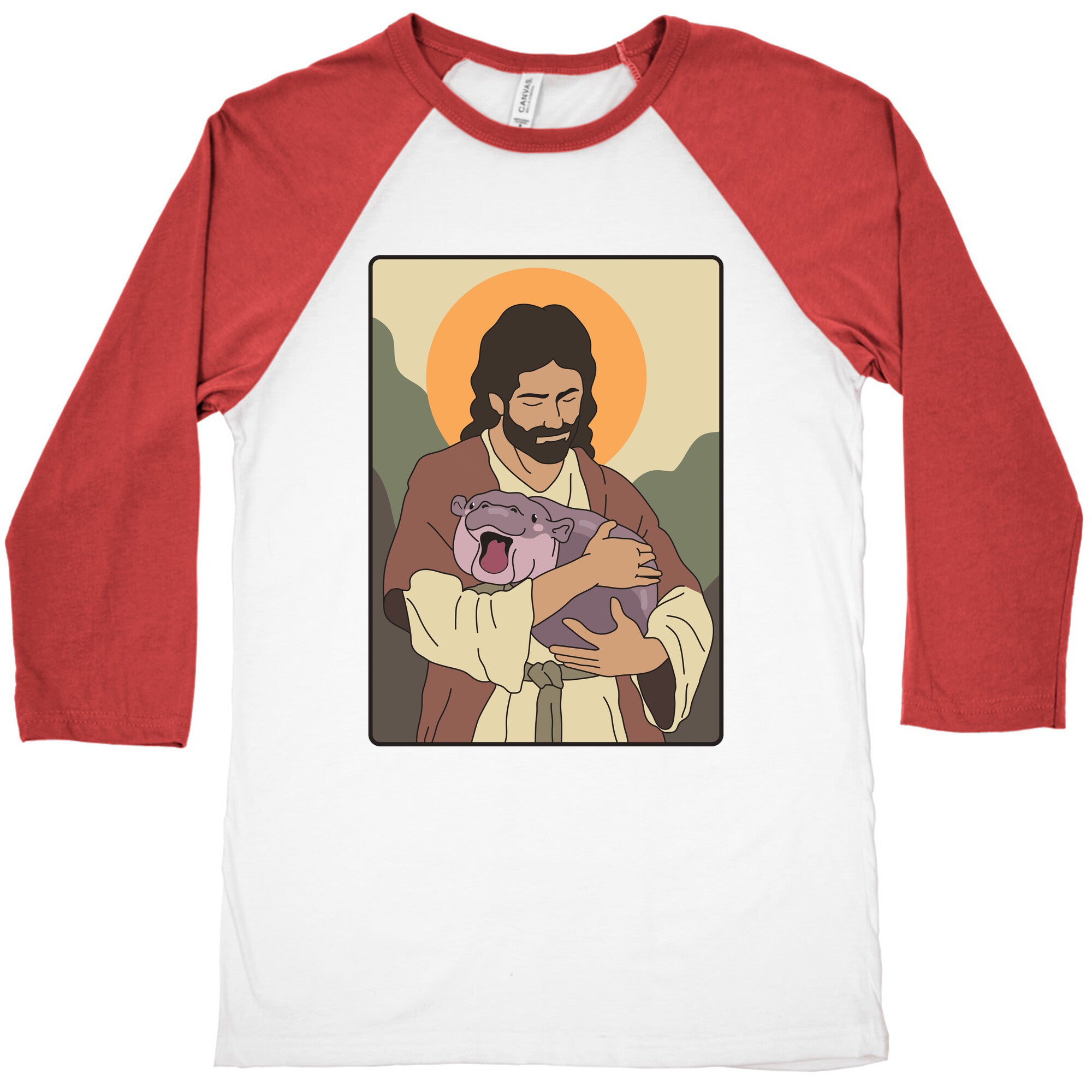 Moo Deng Jesus Baseball Tee
