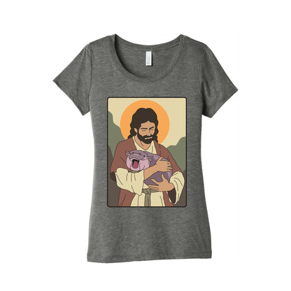 Moo Deng Jesus Womens Triblend Tee