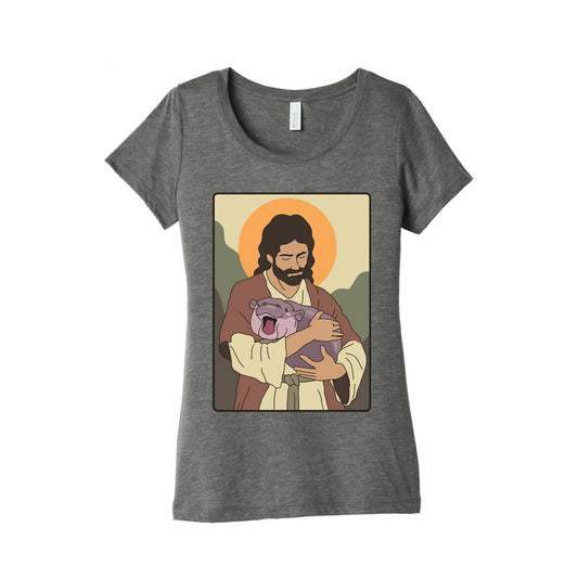 Moo Deng Jesus Womens Triblend Tee
