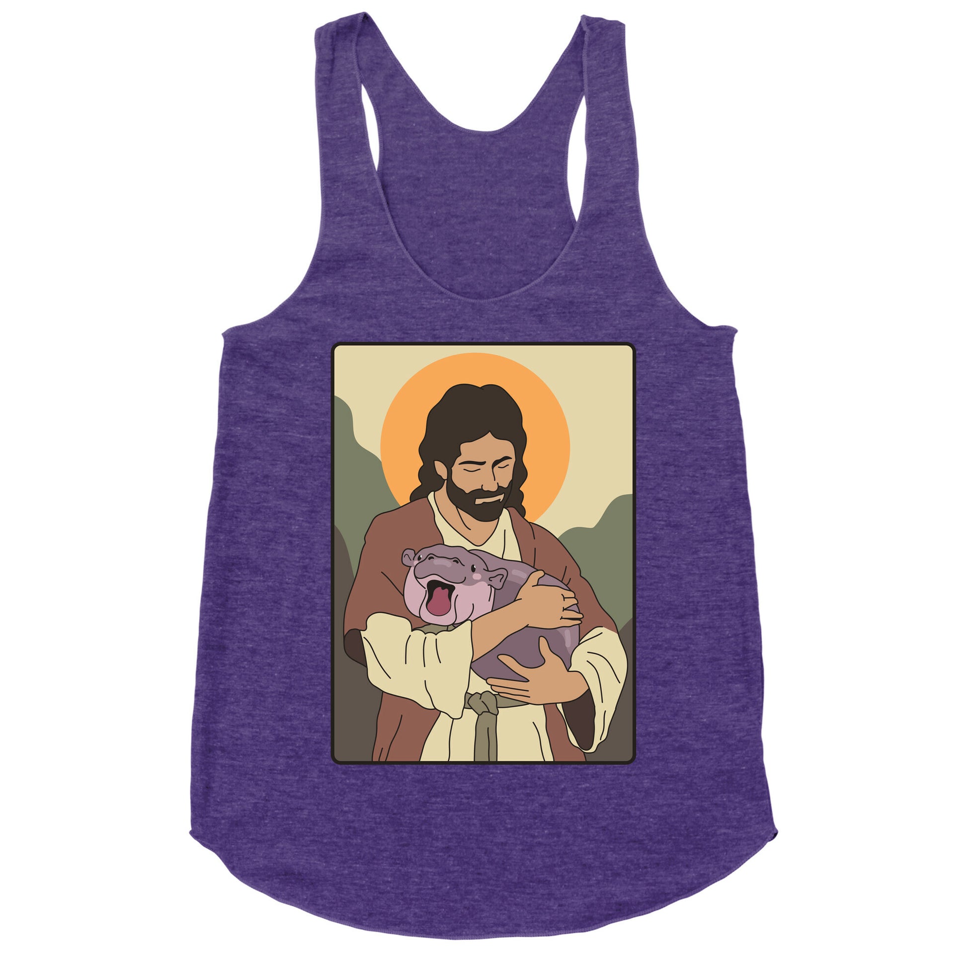Moo Deng Jesus Racerback Tank