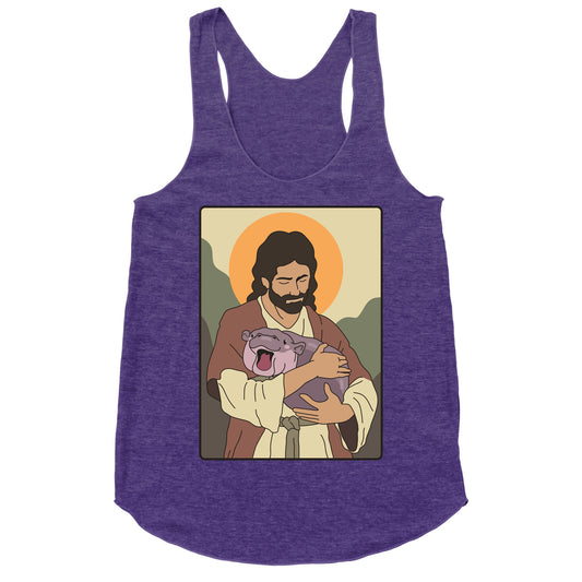 Moo Deng Jesus Racerback Tank