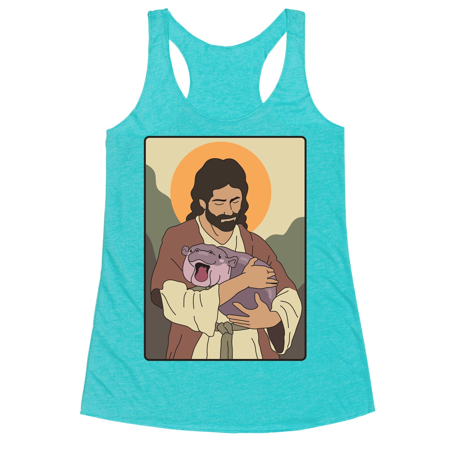 Moo Deng Jesus Racerback Tank
