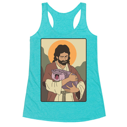 Moo Deng Jesus Racerback Tank
