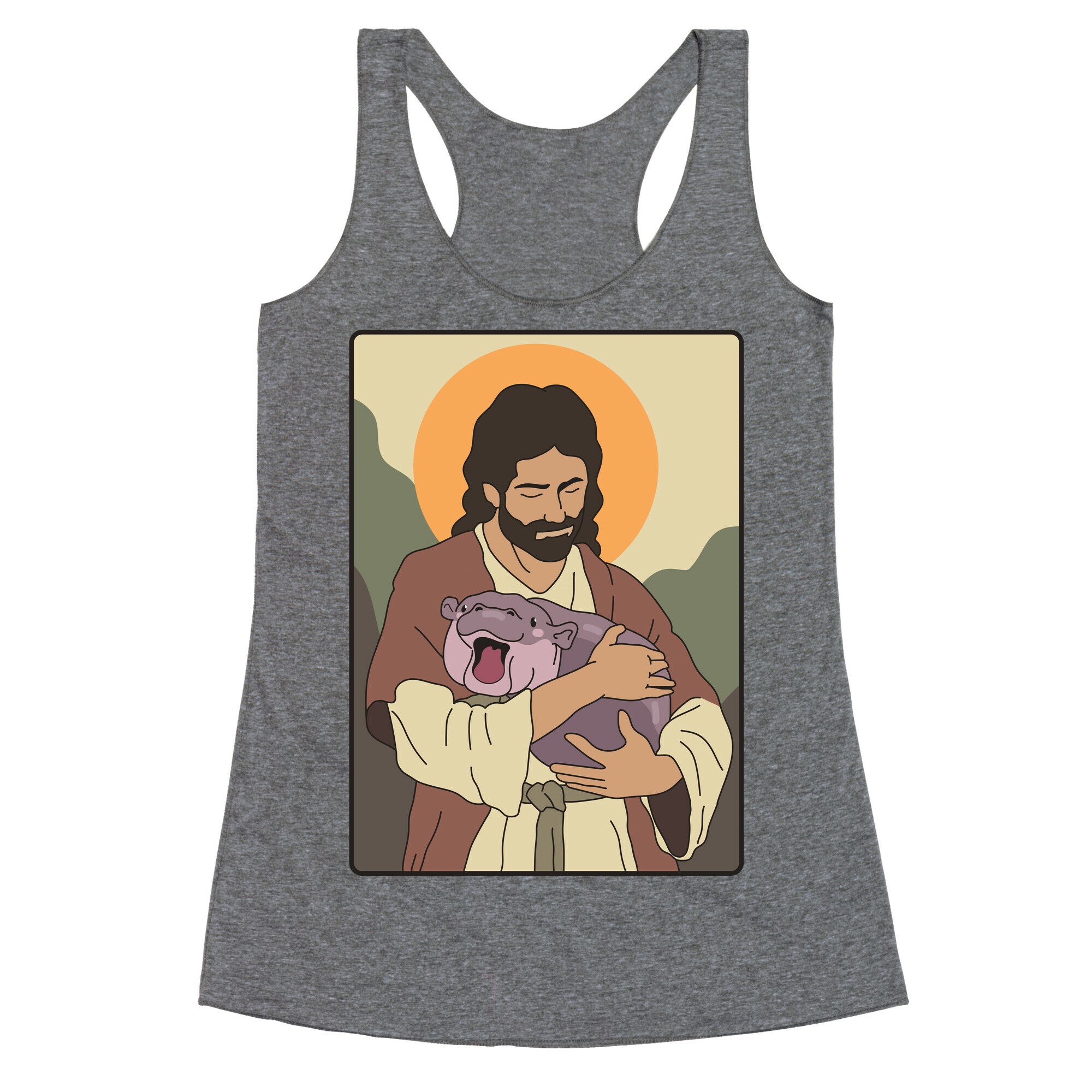 Moo Deng Jesus Racerback Tank