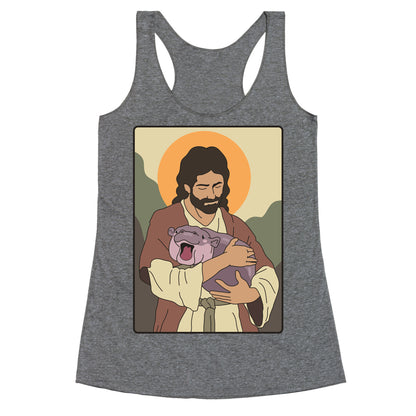 Moo Deng Jesus Racerback Tank