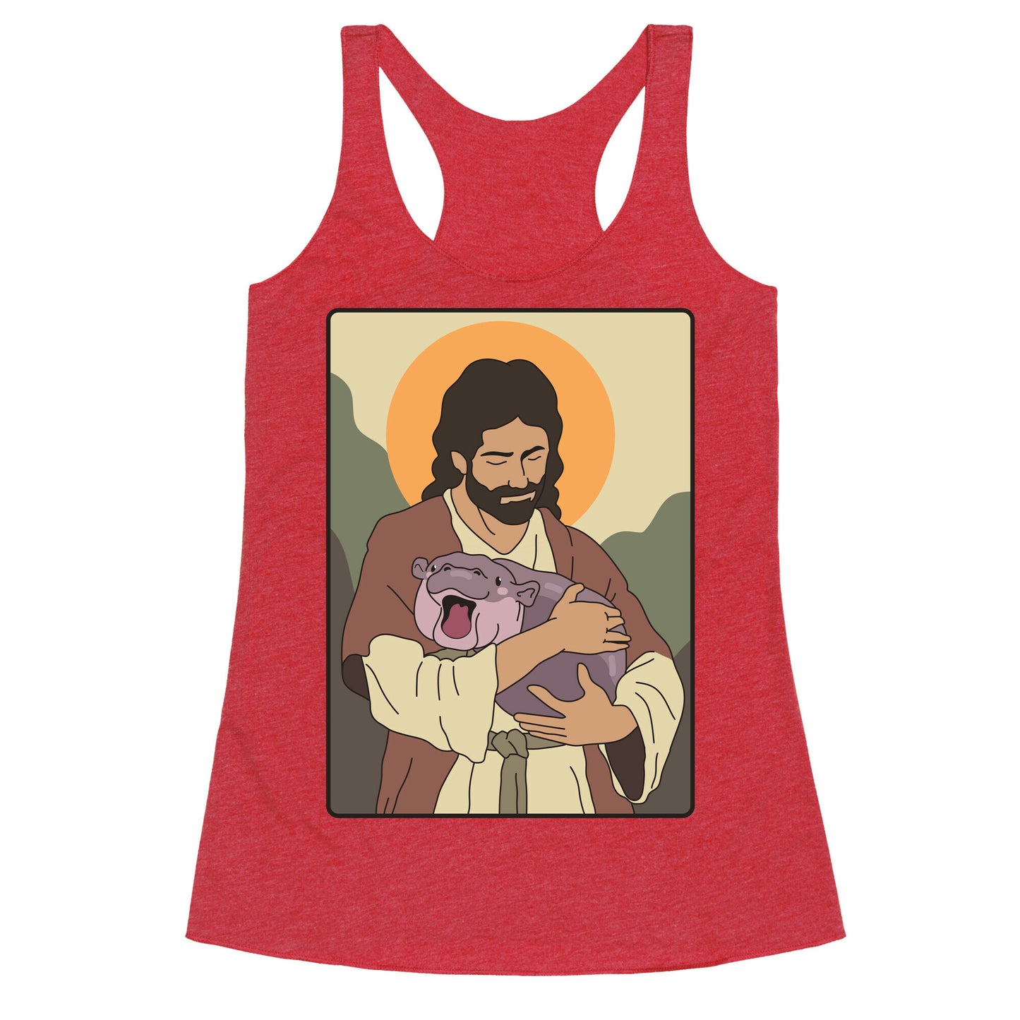 Moo Deng Jesus Racerback Tank