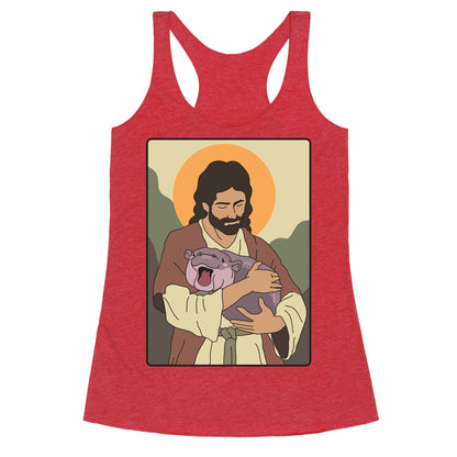 Moo Deng Jesus Racerback Tank