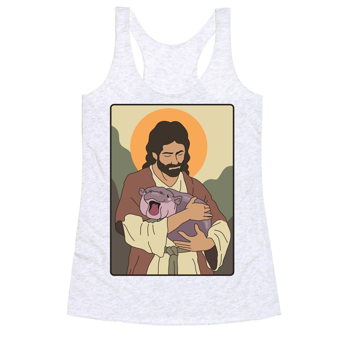 Moo Deng Jesus Racerback Tank
