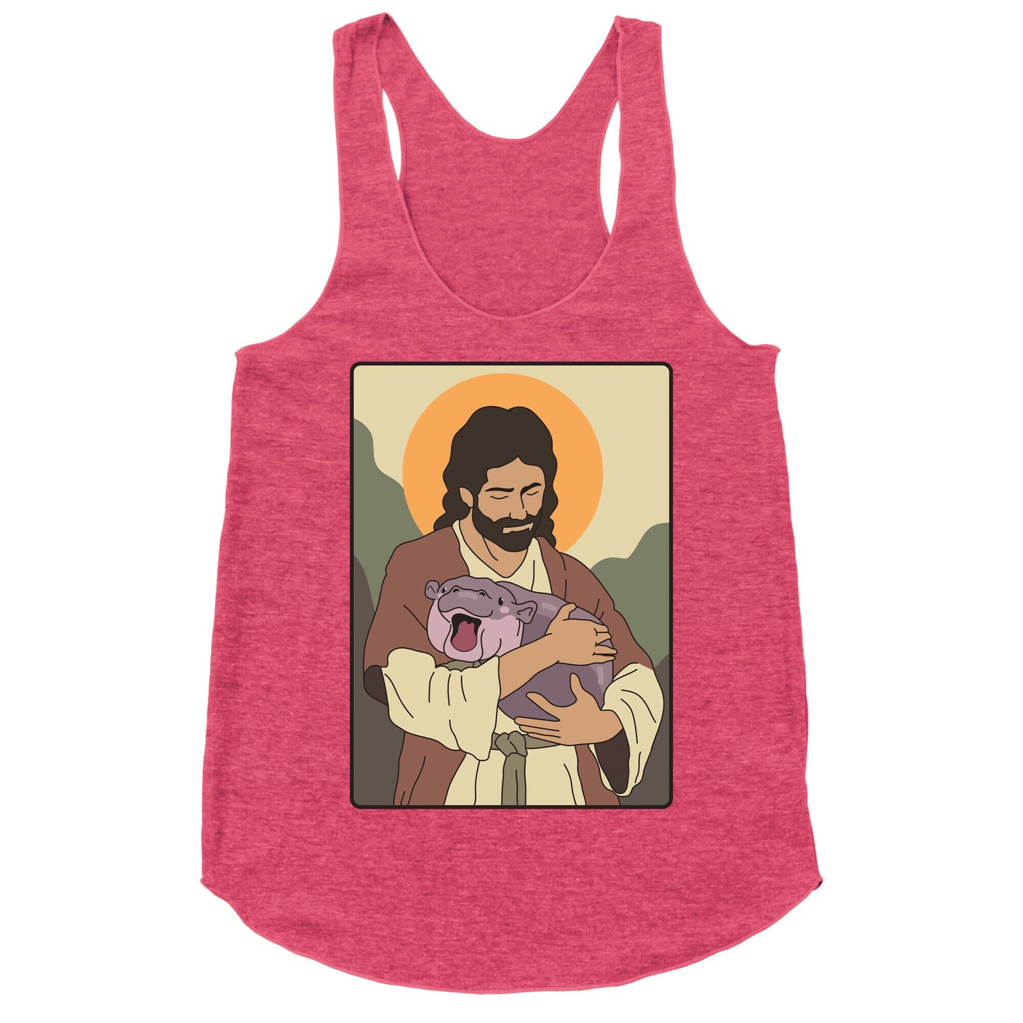 Moo Deng Jesus Racerback Tank