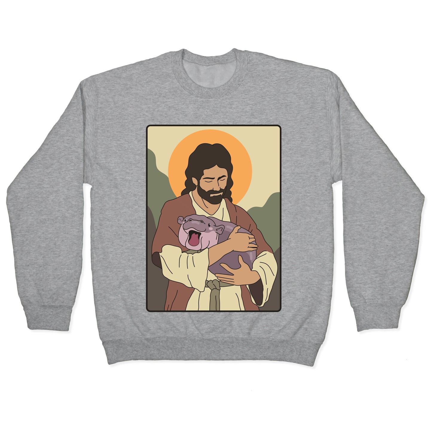 Moo Deng Jesus Crewneck Sweatshirt