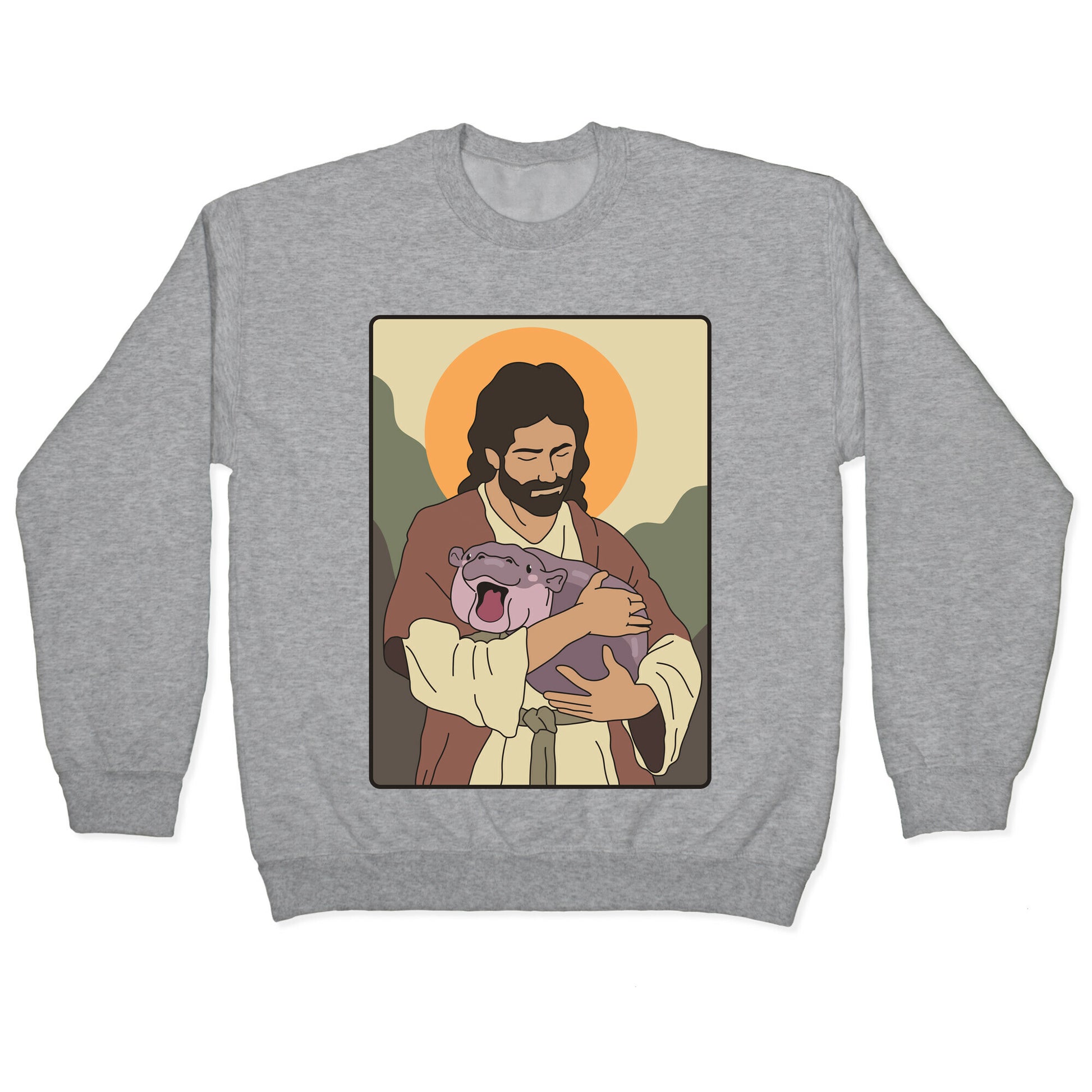 Moo Deng Jesus Crewneck Sweatshirt