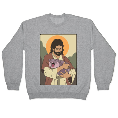 Moo Deng Jesus Crewneck Sweatshirt