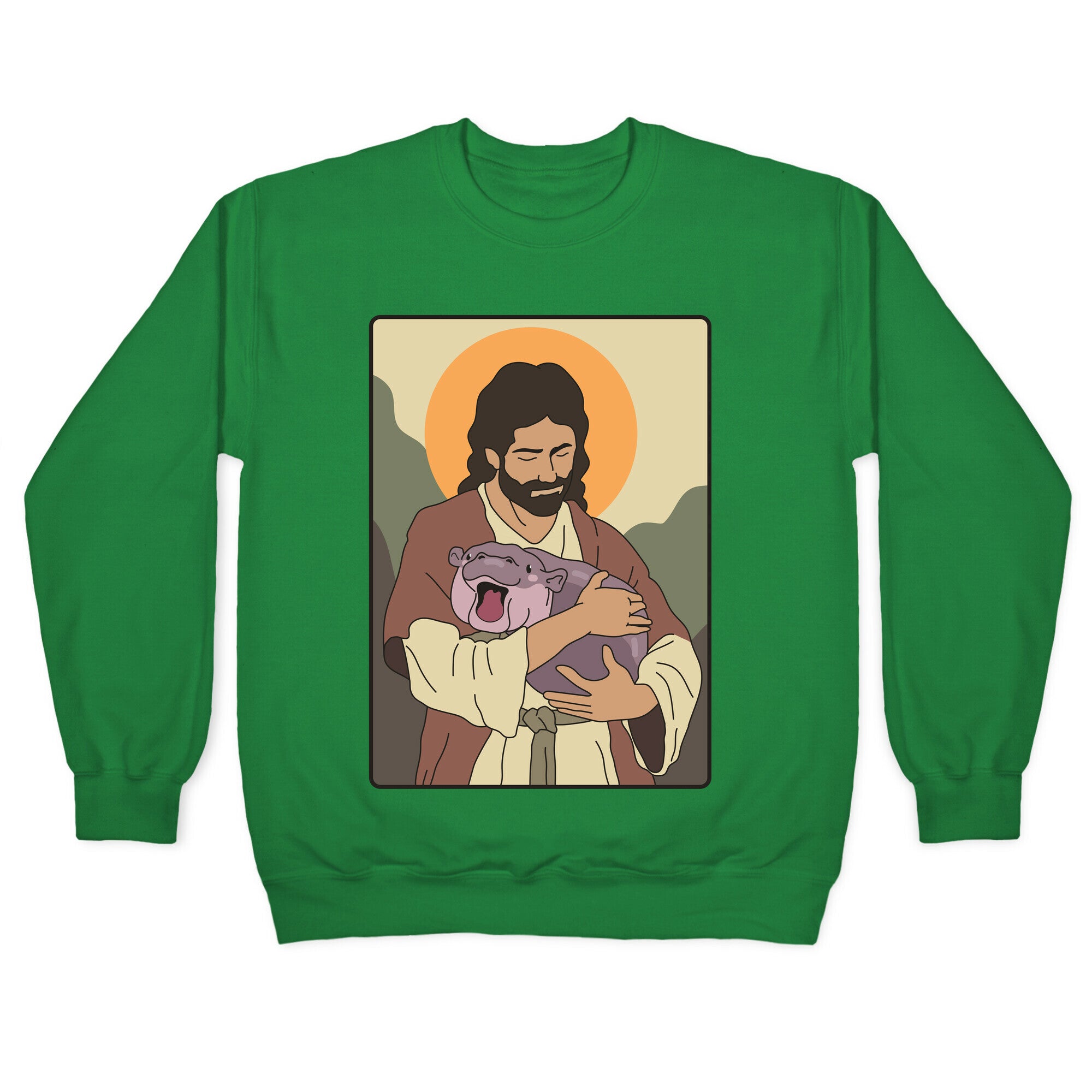 Moo Deng Jesus Crewneck Sweatshirt