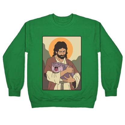 Moo Deng Jesus Crewneck Sweatshirt