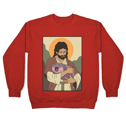 Moo Deng Jesus Crewneck Sweatshirt